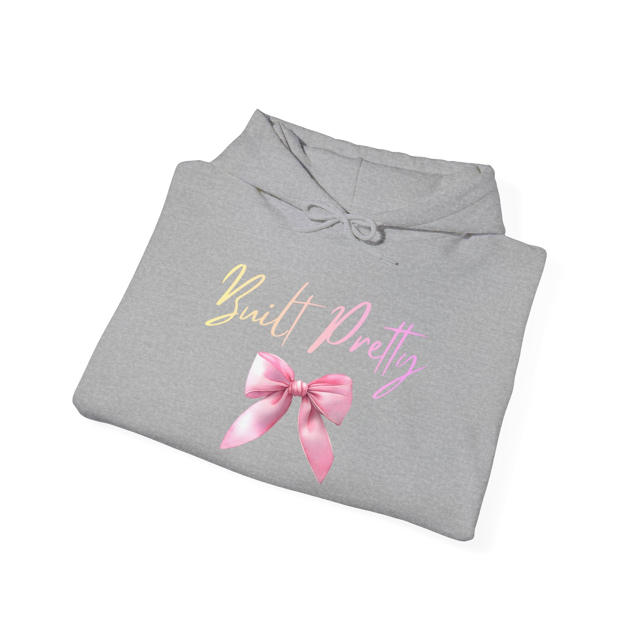 Pretty Bow Hoodie — "Built Pretty" Pink Ribbon Graphic