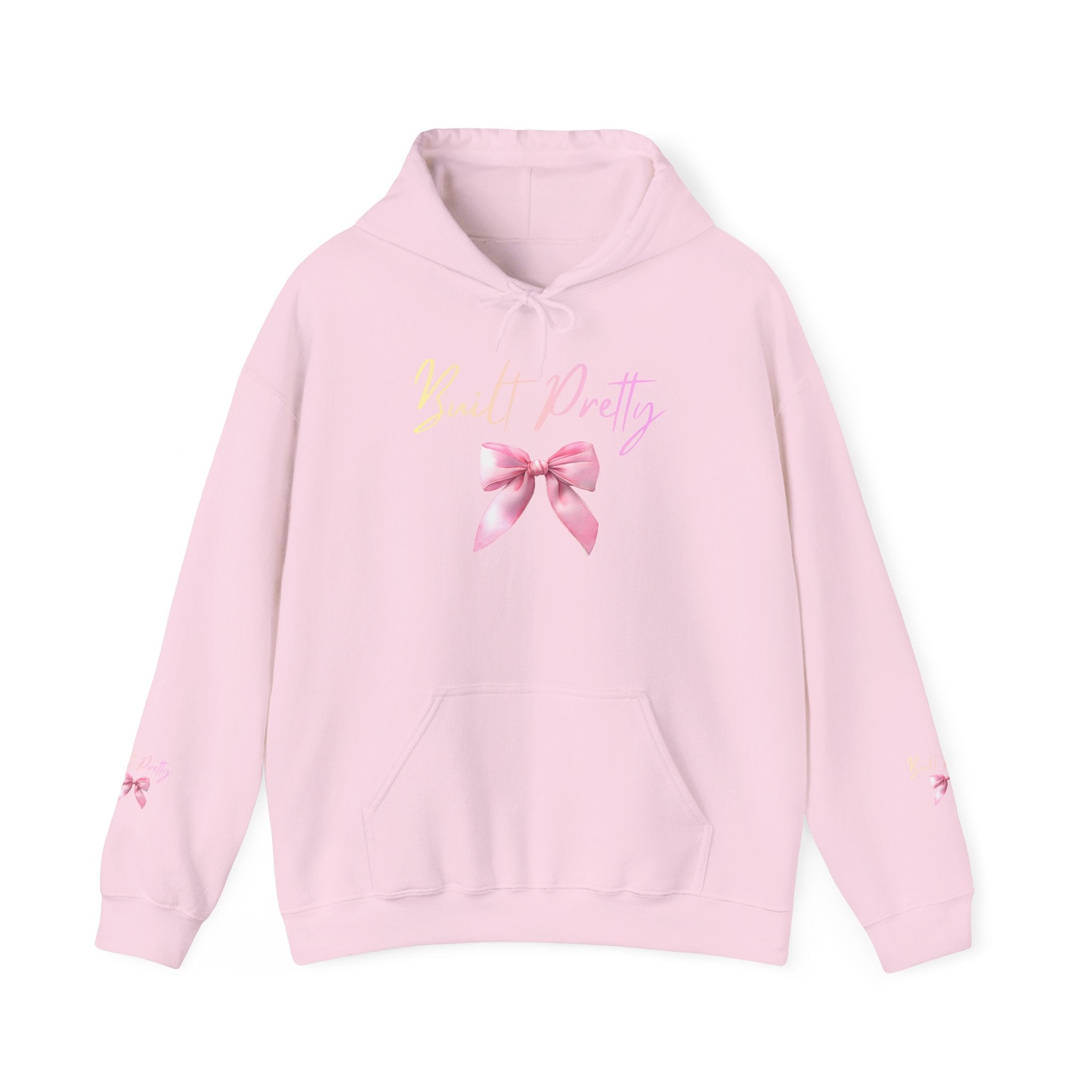 Pretty Bow Hoodie — "Built Pretty" Pink Ribbon Graphic