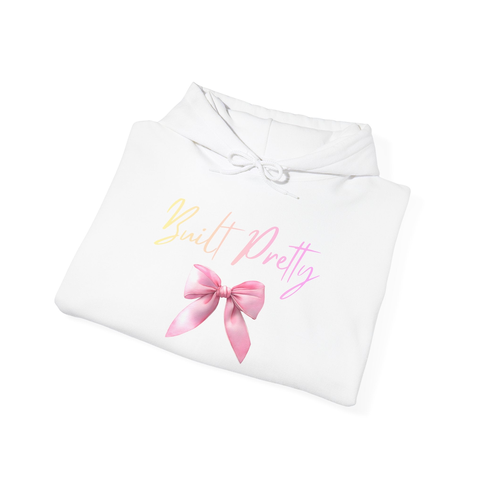 Pretty Bow Hoodie — "Built Pretty" Pink Ribbon Graphic