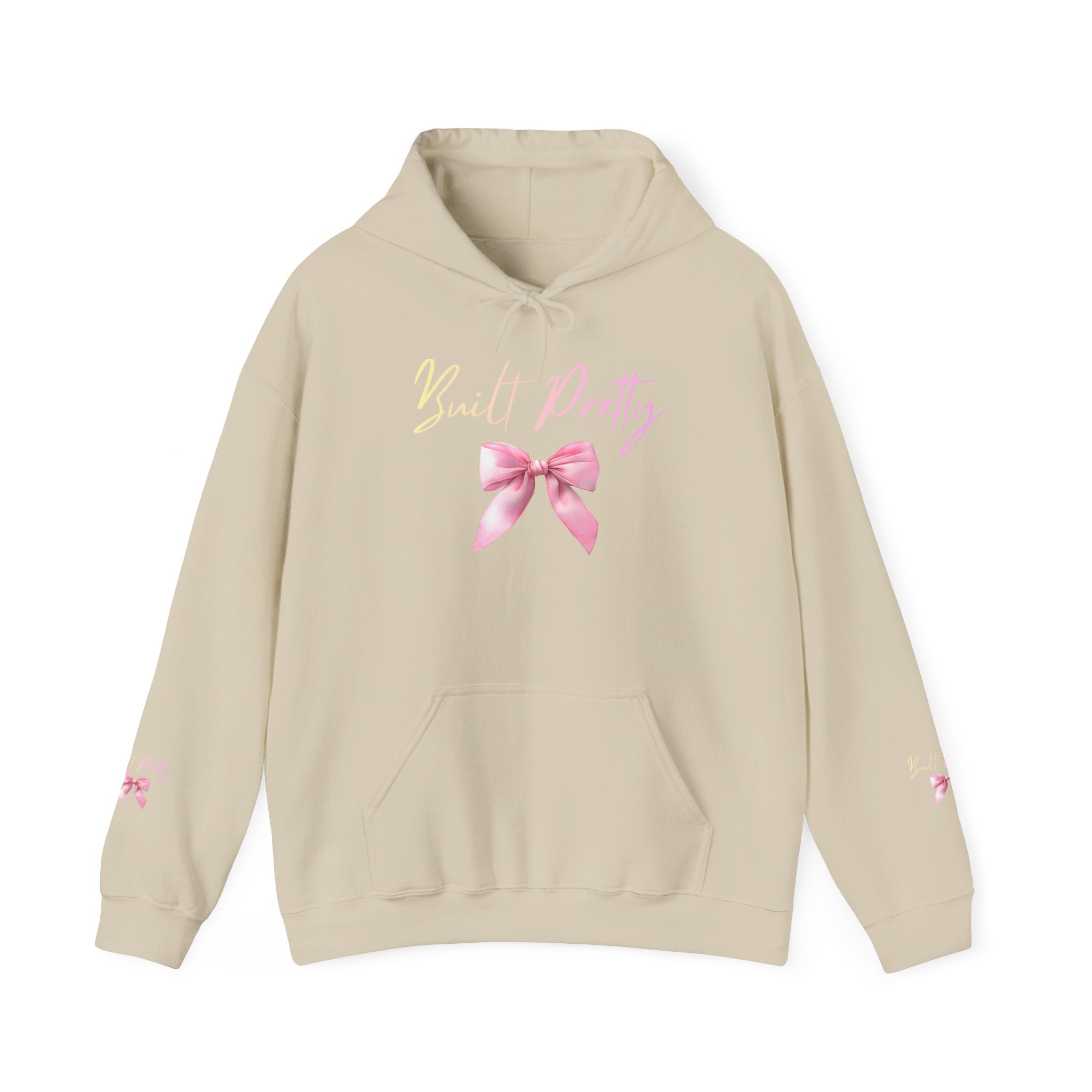 Pretty Bow Hoodie — "Built Pretty" Pink Ribbon Graphic