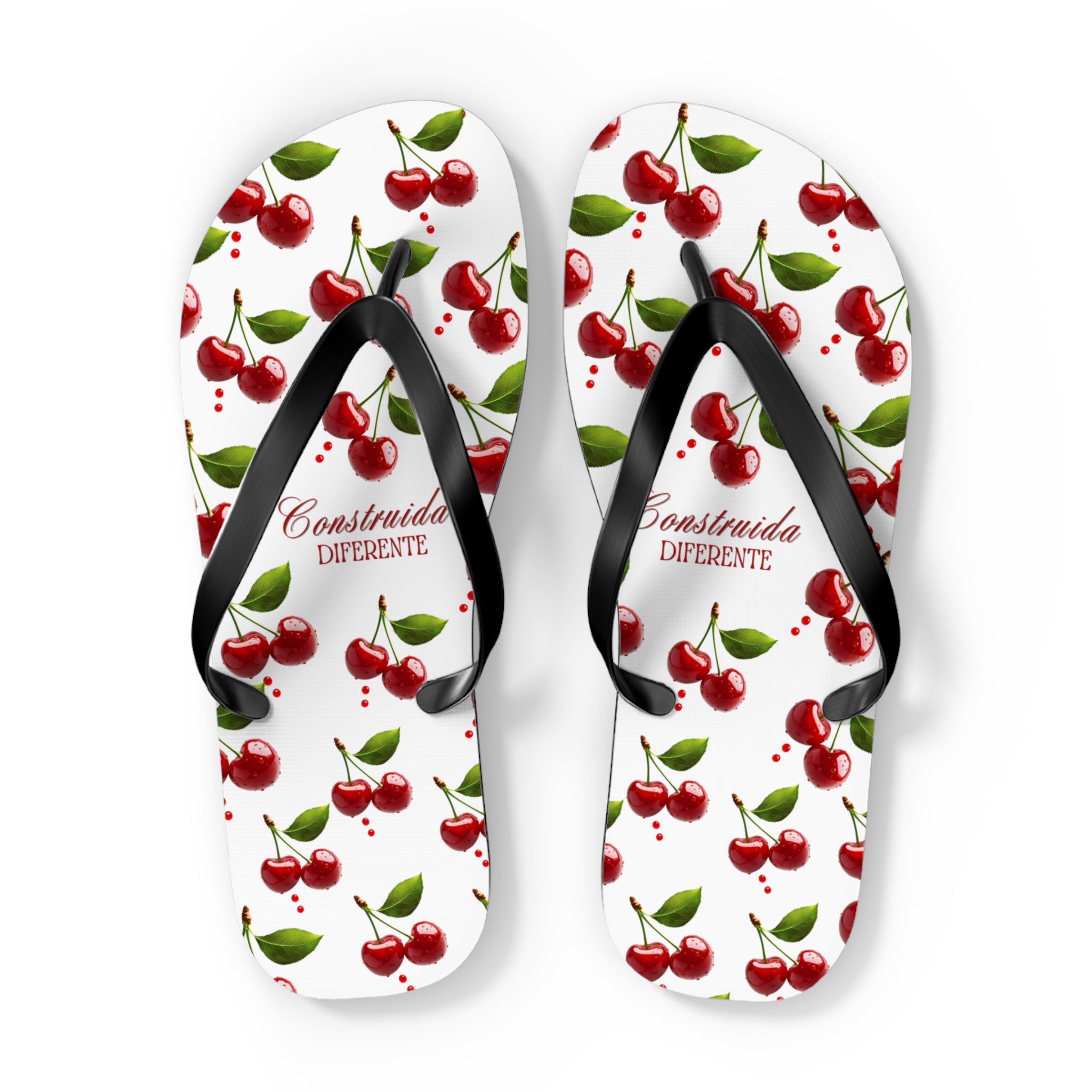 Cherry Pattern Flip Flops — "Construída Diferente"  Summer Sandals