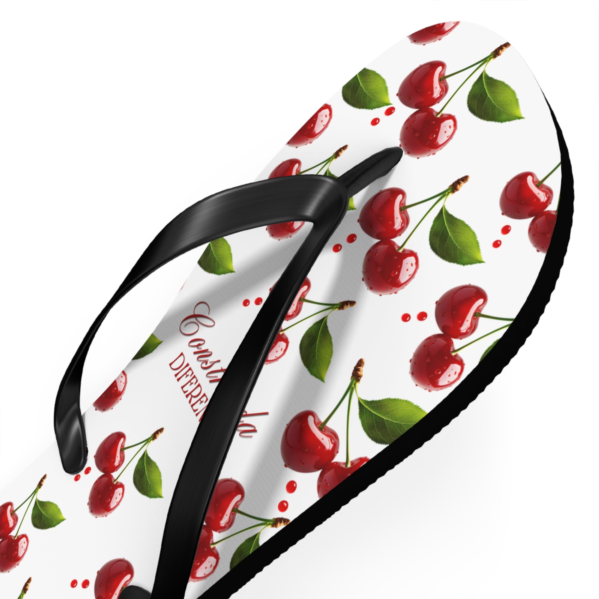 Cherry Pattern Flip Flops — "Construída Diferente"  Summer Sandals