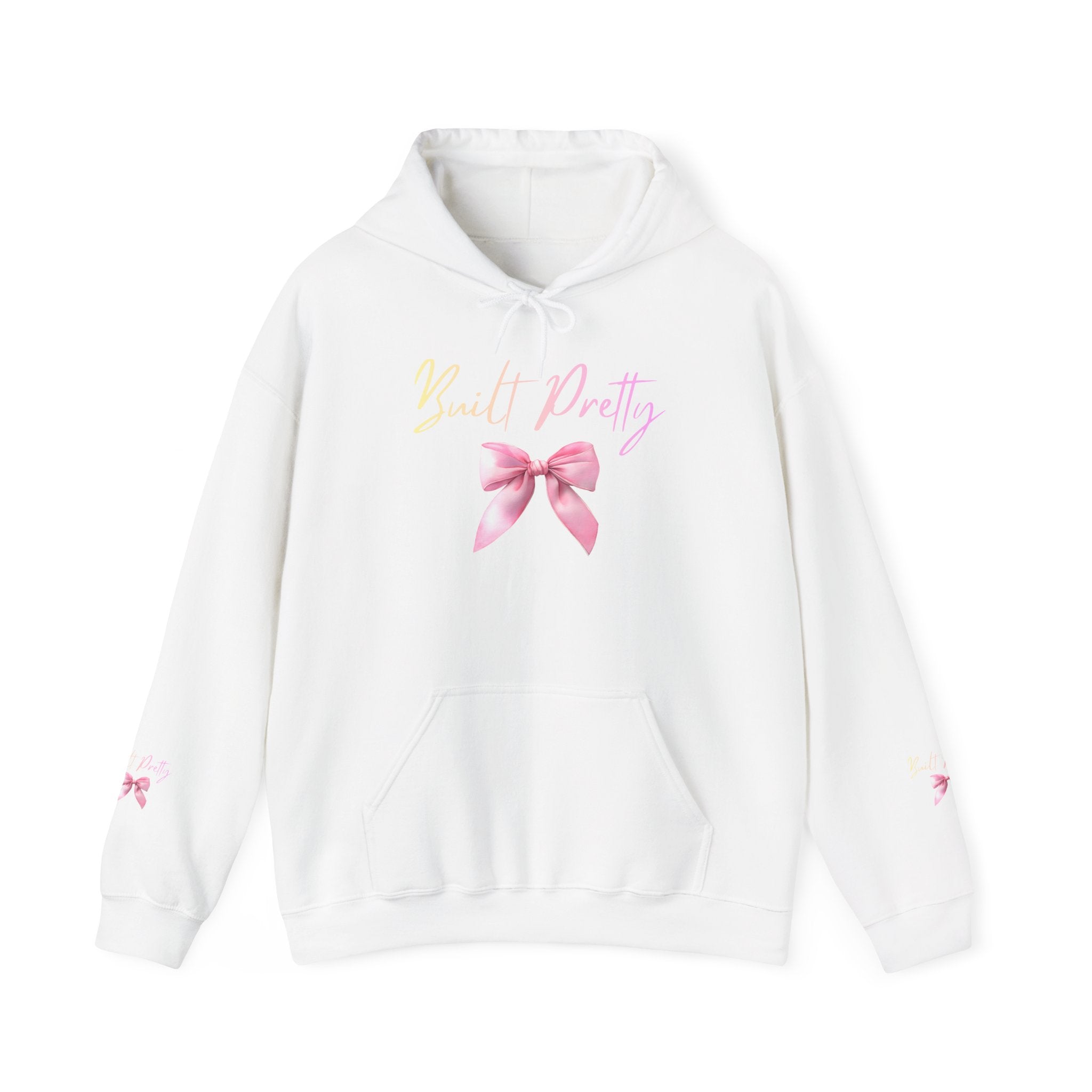 Pretty Bow Hoodie — "Built Pretty" Pink Ribbon Graphic