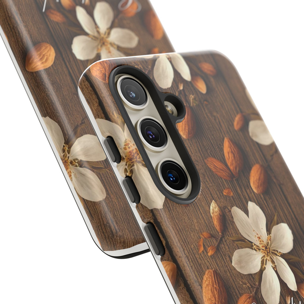 Phone Case — Floral Almond Wood Design with "Construida Diferente"