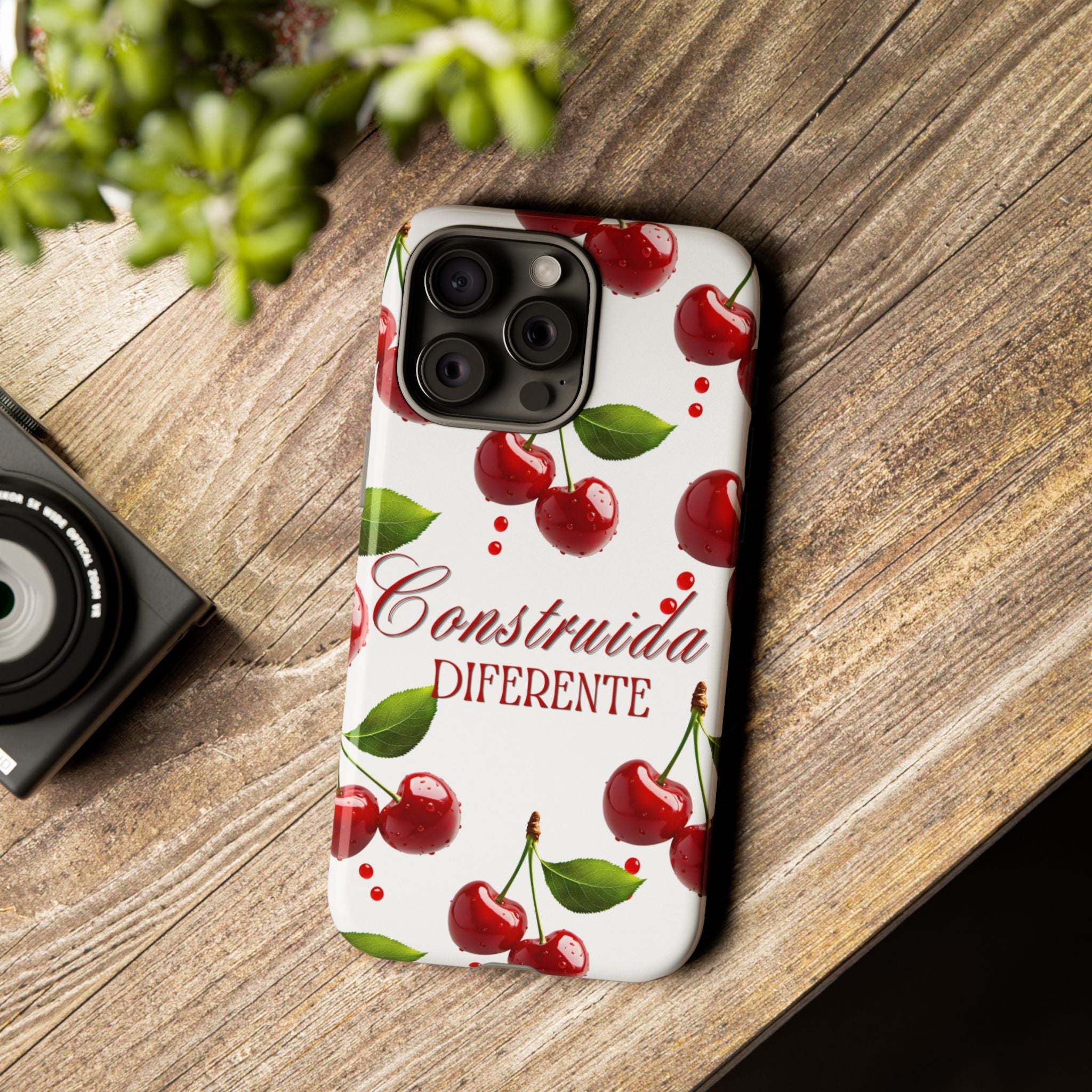 Cherry Pattern Phone Case — "Construida Diferente" Protective Tough Case