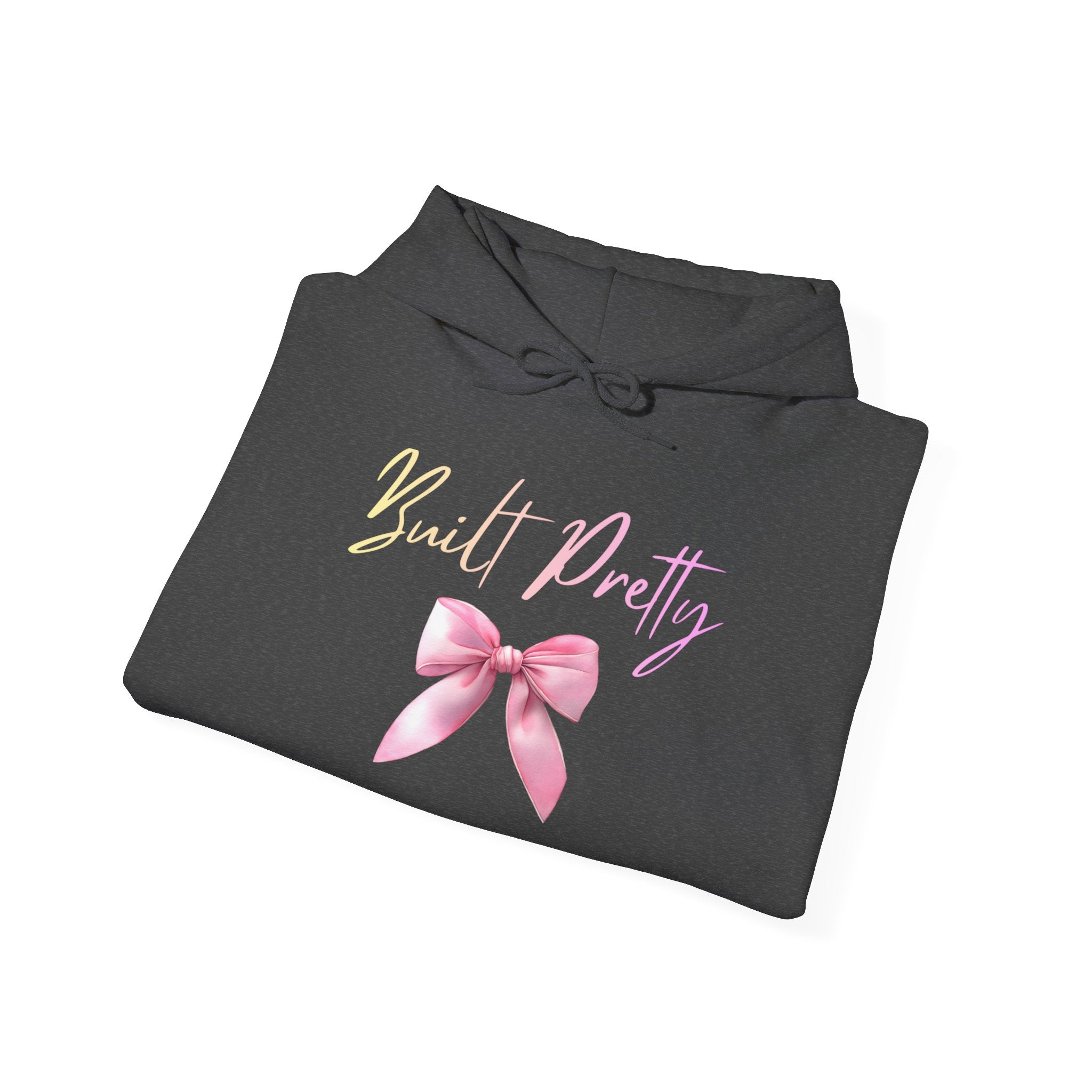 Pretty Bow Hoodie — "Built Pretty" Pink Ribbon Graphic