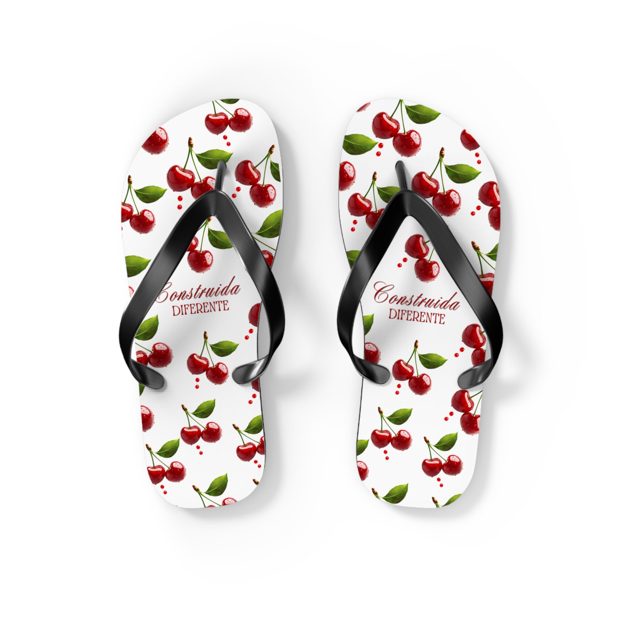 Cherry Pattern Flip Flops — "Construída Diferente"  Summer Sandals
