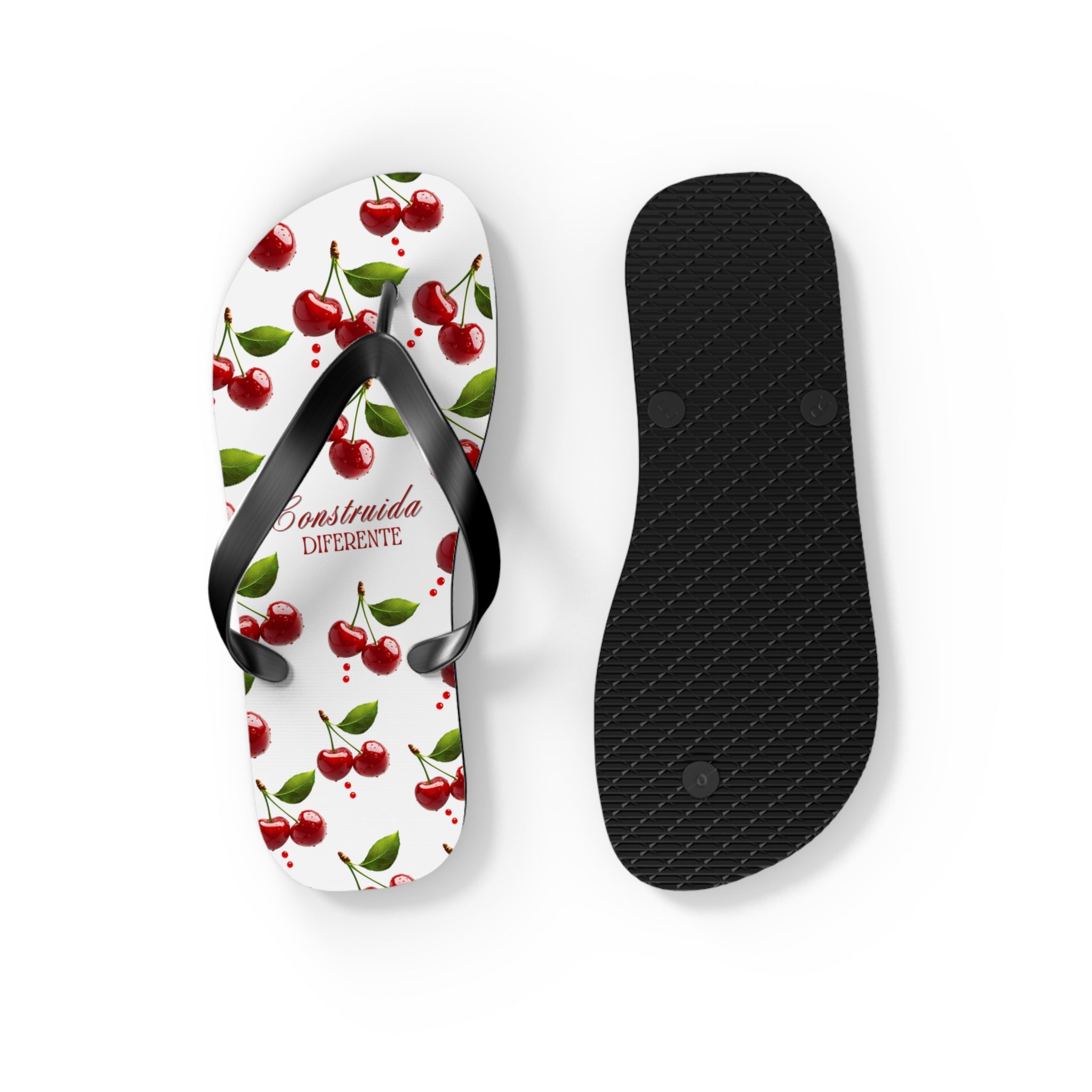 Cherry Pattern Flip Flops — "Construída Diferente"  Summer Sandals