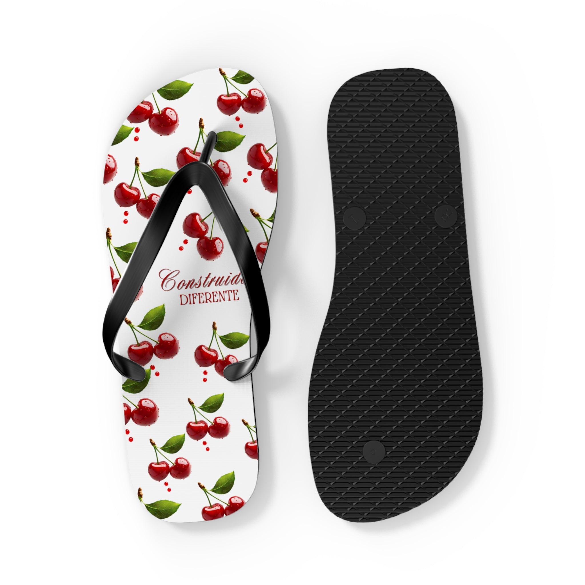 Cherry Pattern Flip Flops — "Construída Diferente"  Summer Sandals