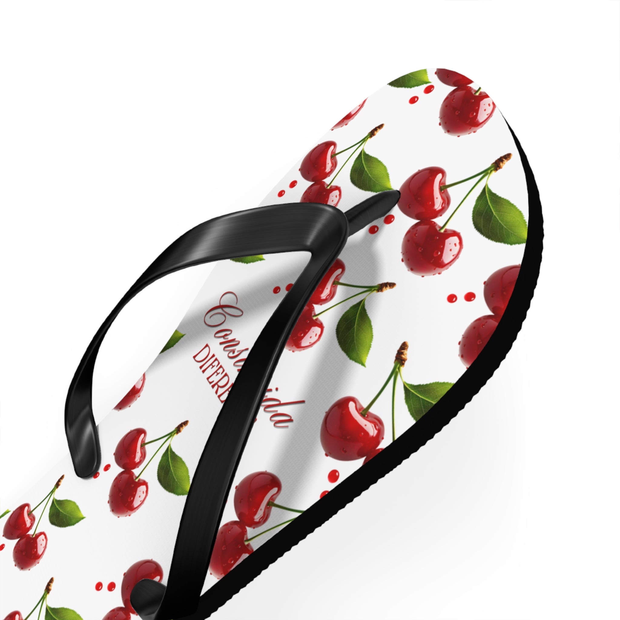 Cherry Pattern Flip Flops — "Construída Diferente"  Summer Sandals