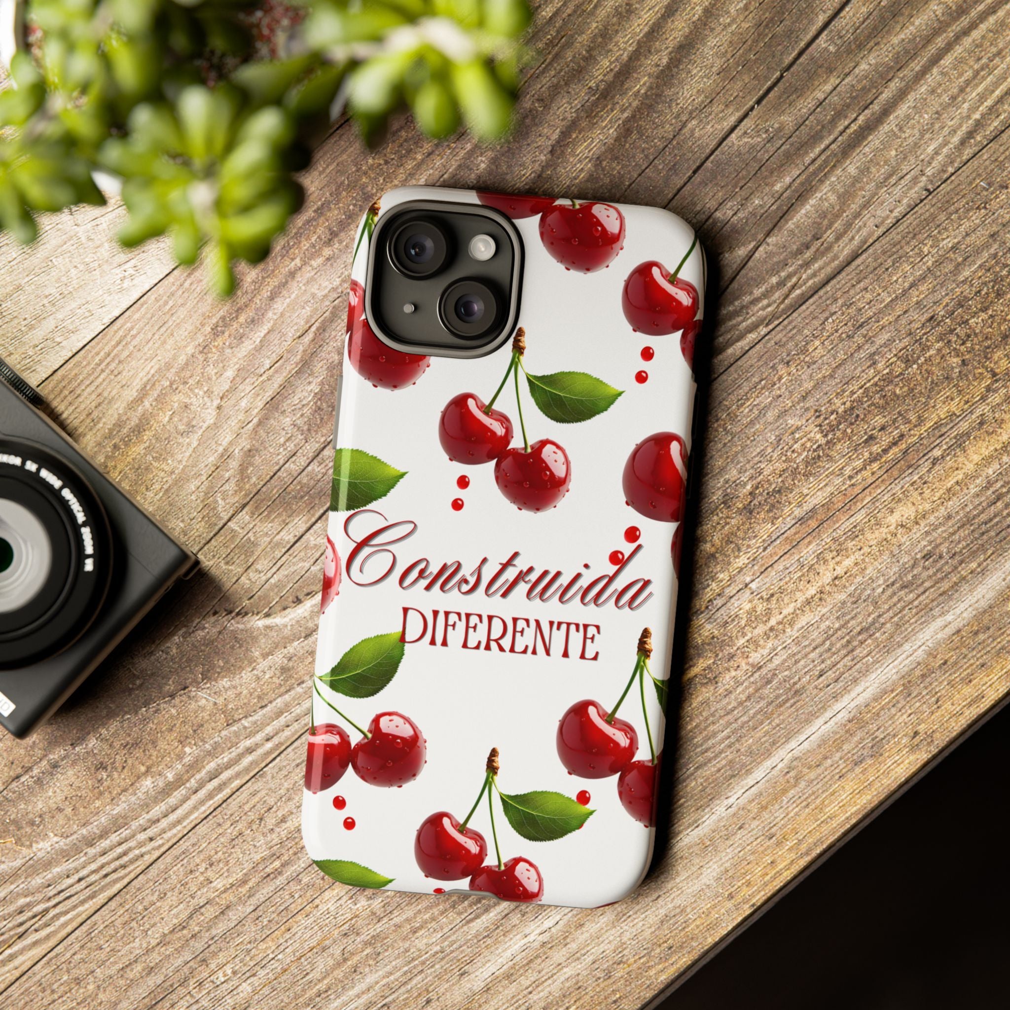 Cherry Pattern Phone Case — "Construida Diferente" Protective Tough Case