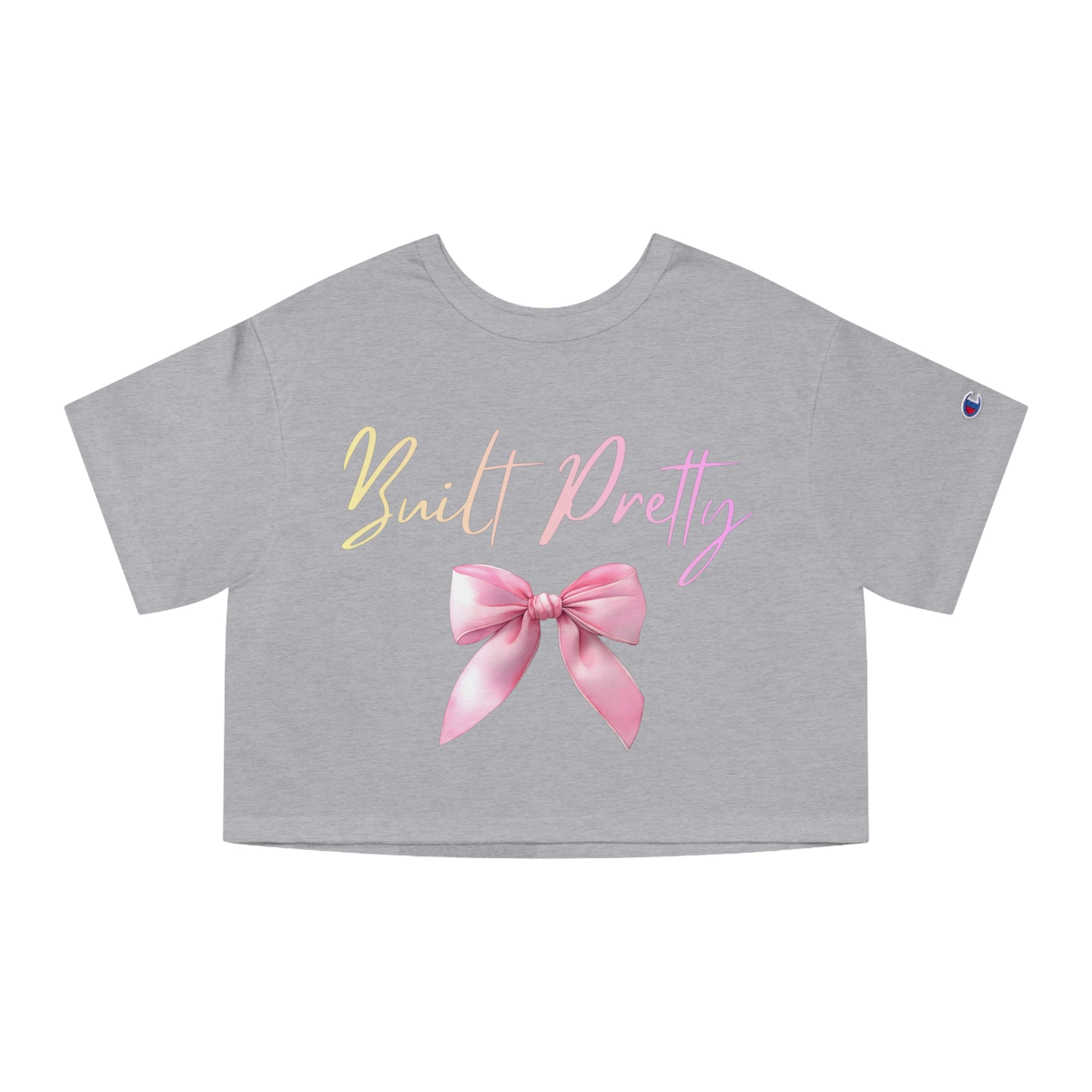 Built Pretty Cropped Tee — Pink Bow Graphic