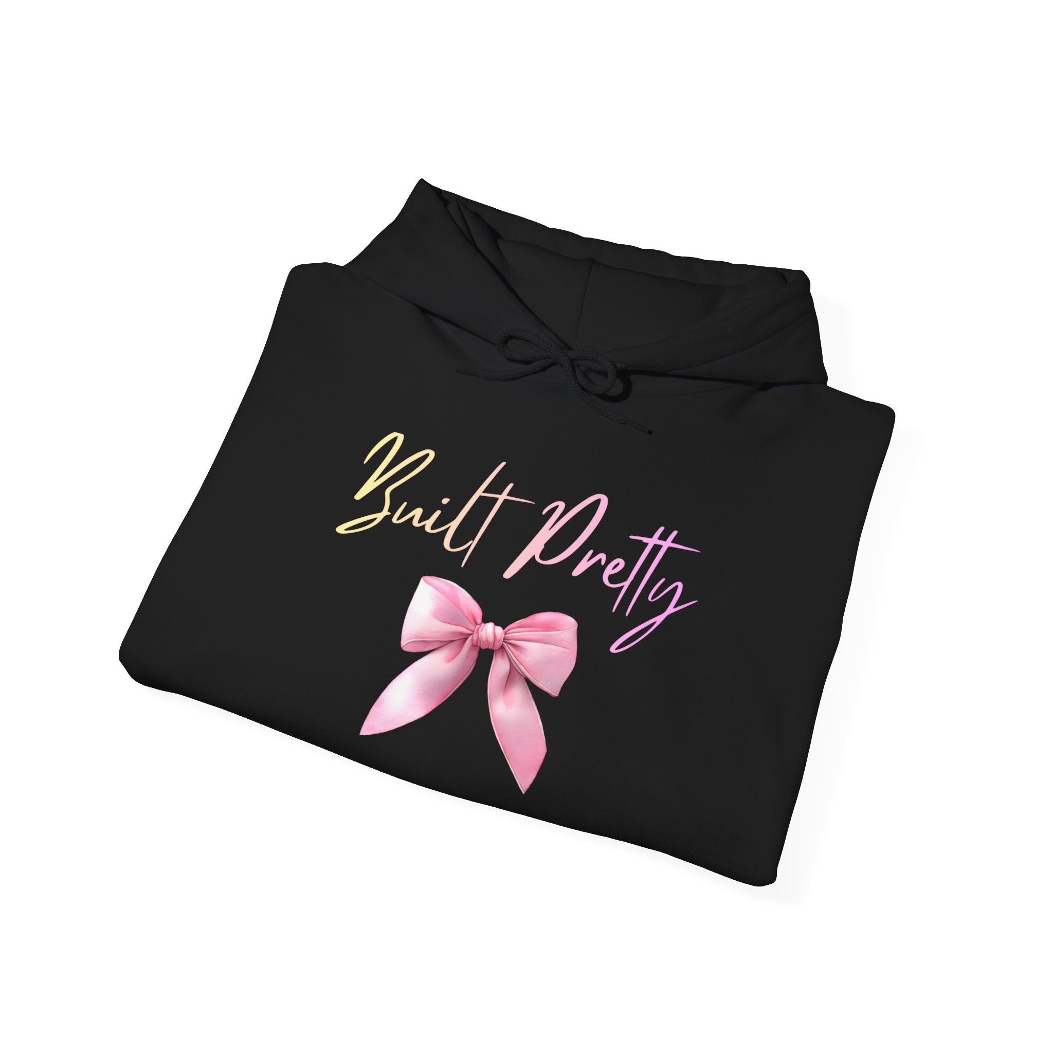 Pretty Bow Hoodie — "Built Pretty" Pink Ribbon Graphic