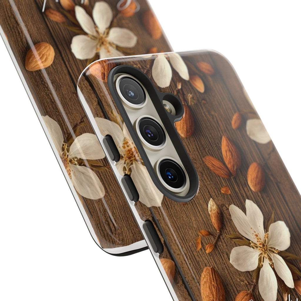 Phone Case — Floral Almond Wood Design with "Construida Diferente"
