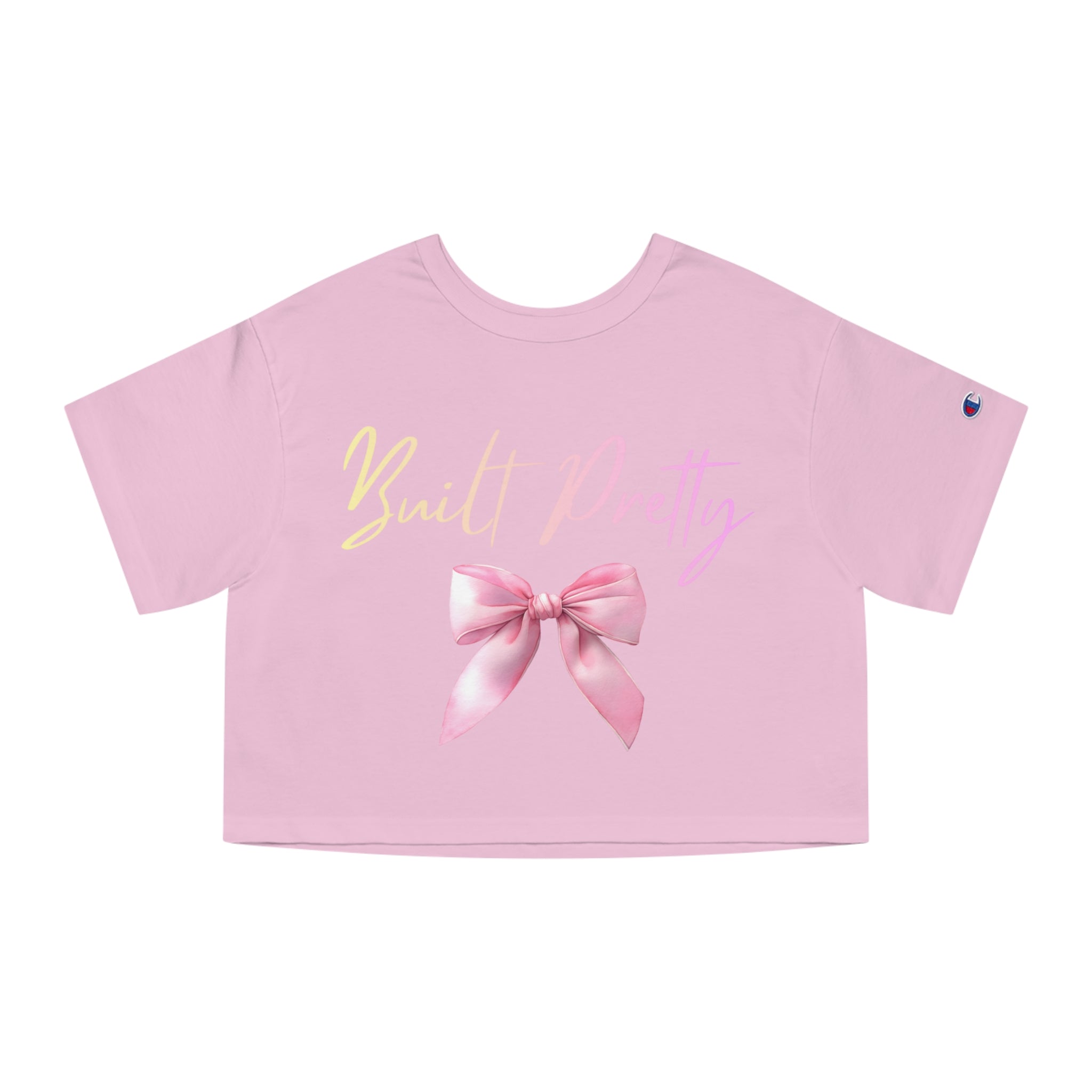 Built Pretty Cropped Tee — Pink Bow Graphic
