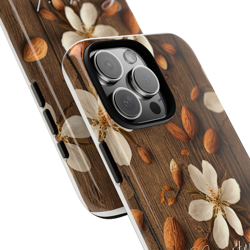 Phone Case — Floral Almond Wood Design with "Construida Diferente"