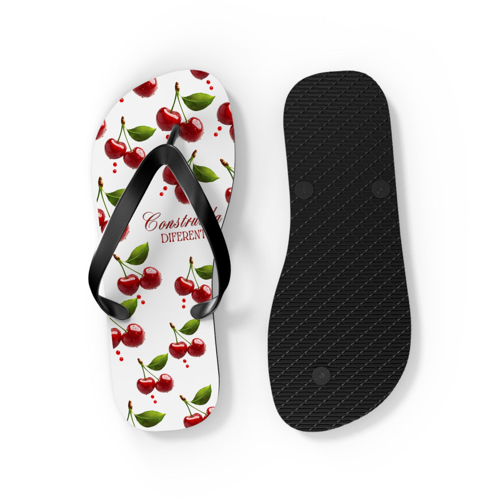 Cherry Pattern Flip Flops — "Construída Diferente"  Summer Sandals