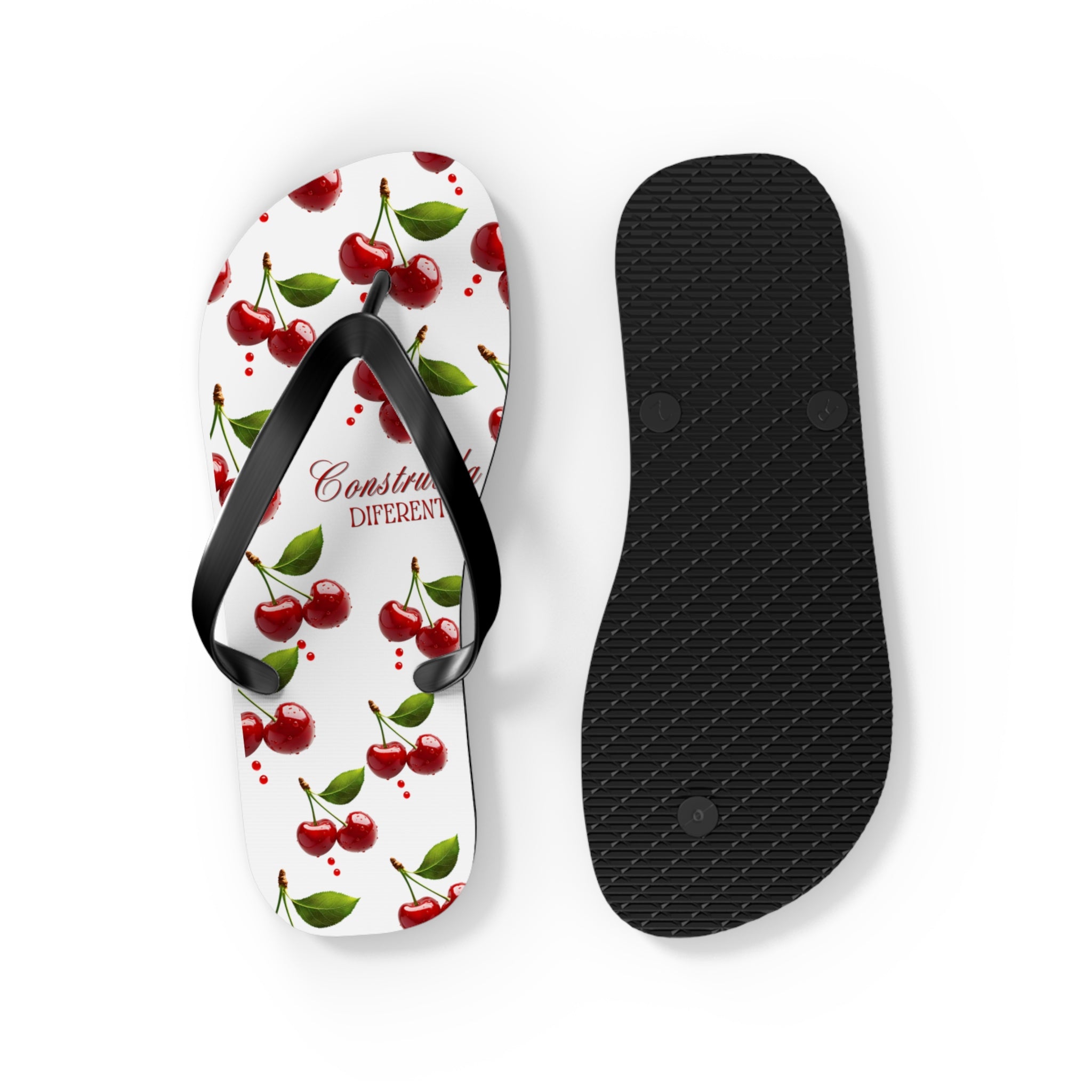 Cherry Pattern Flip Flops — "Construída Diferente"  Summer Sandals