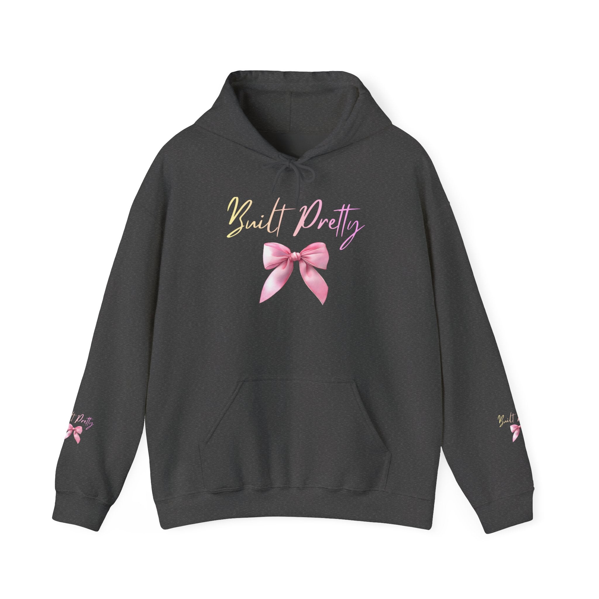 Pretty Bow Hoodie — "Built Pretty" Pink Ribbon Graphic