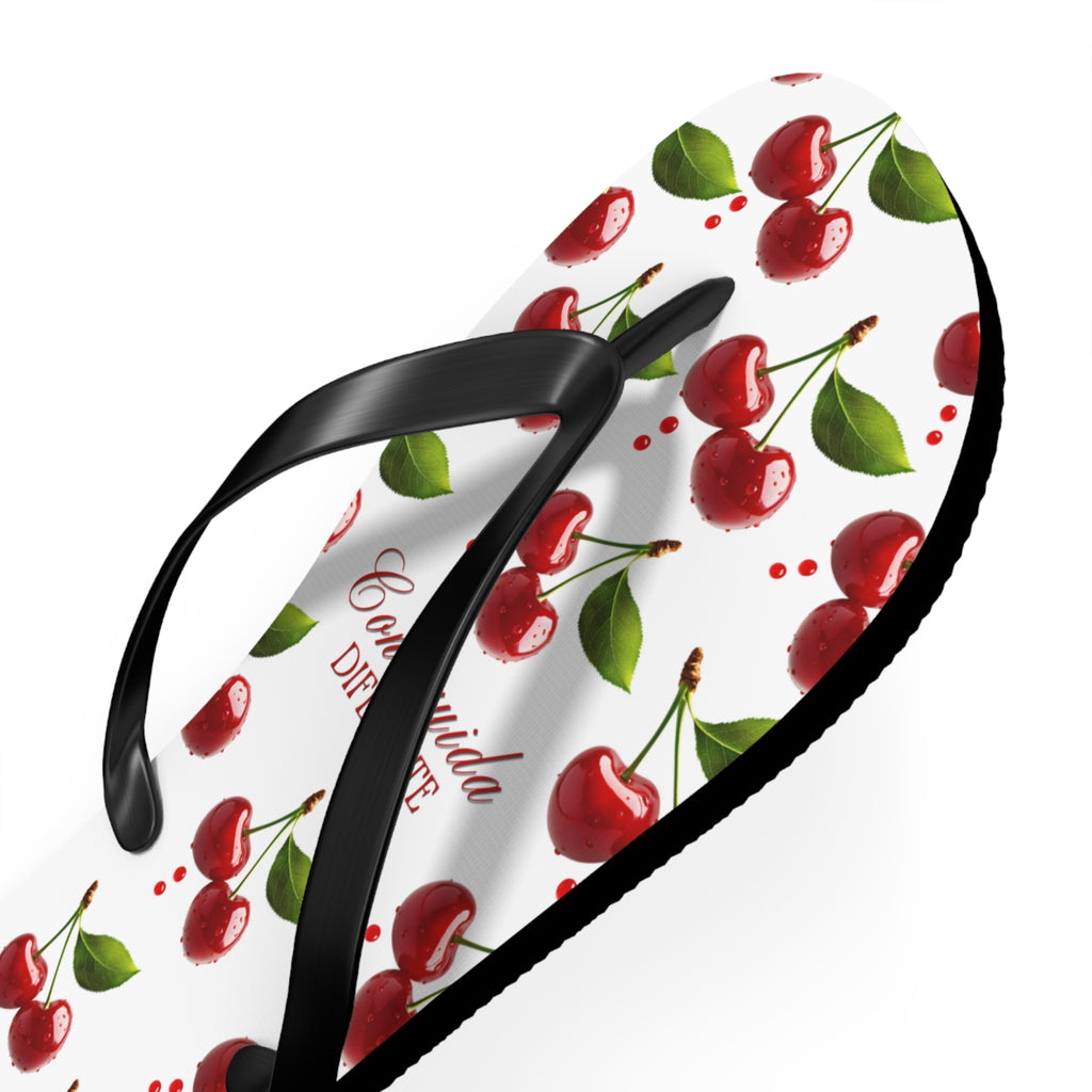 Cherry Pattern Flip Flops — "Construída Diferente"  Summer Sandals