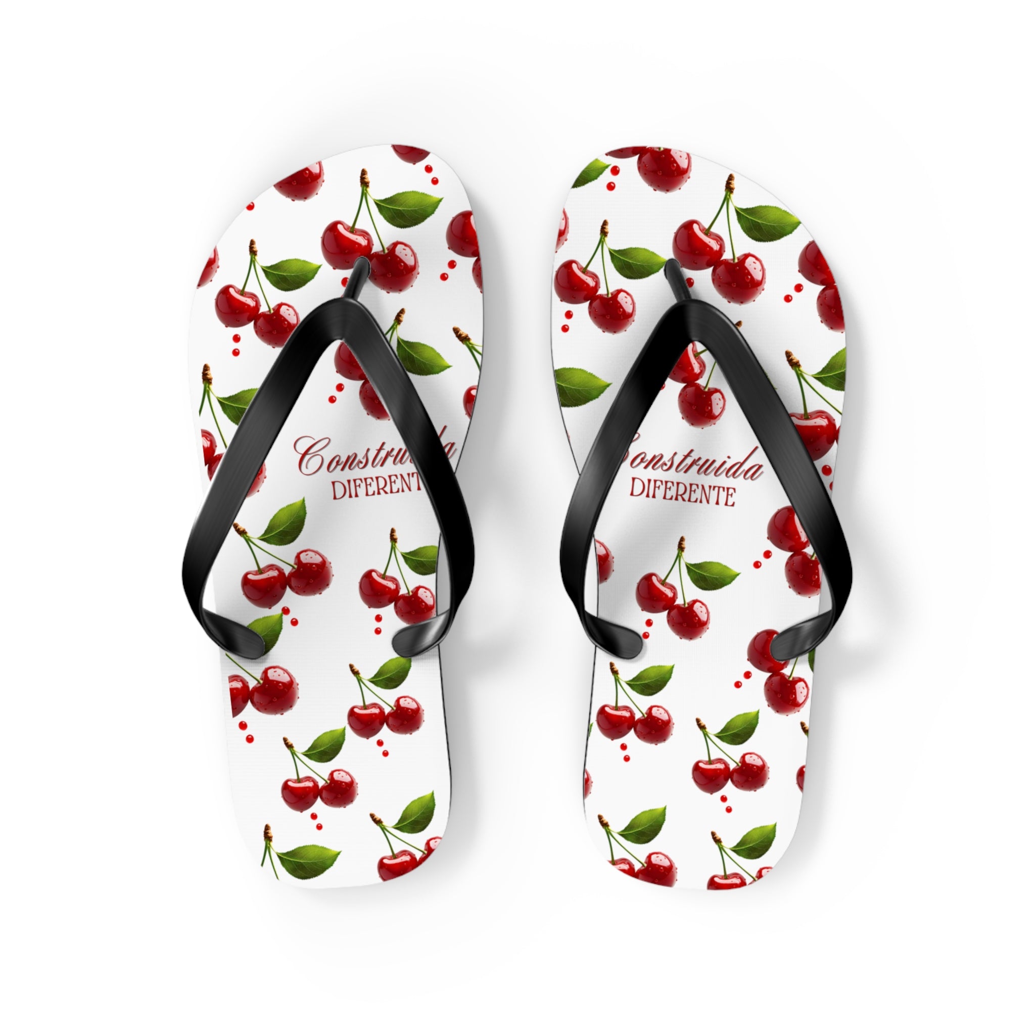 Cherry Pattern Flip Flops — "Construída Diferente"  Summer Sandals