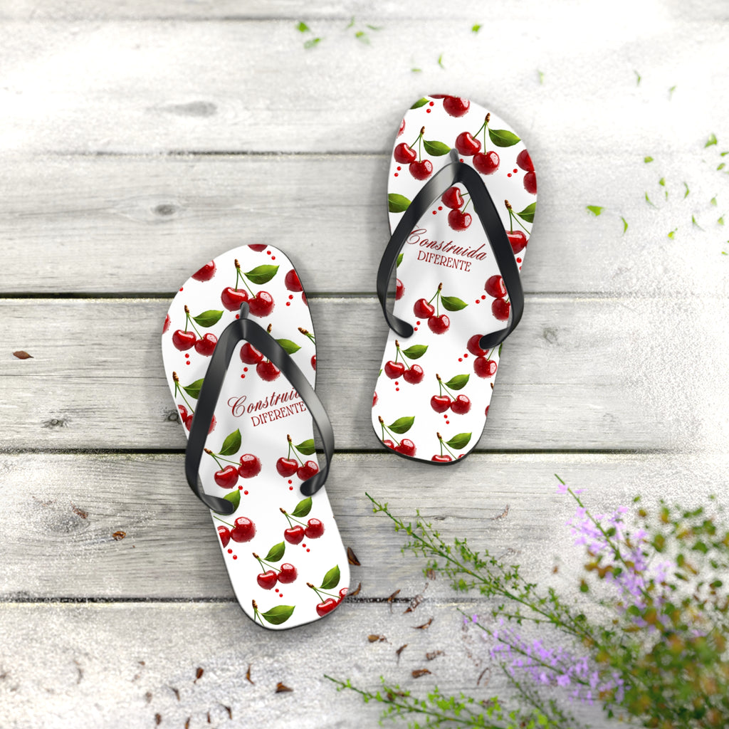 Cherry Pattern Flip Flops — "Construída Diferente"  Summer Sandals