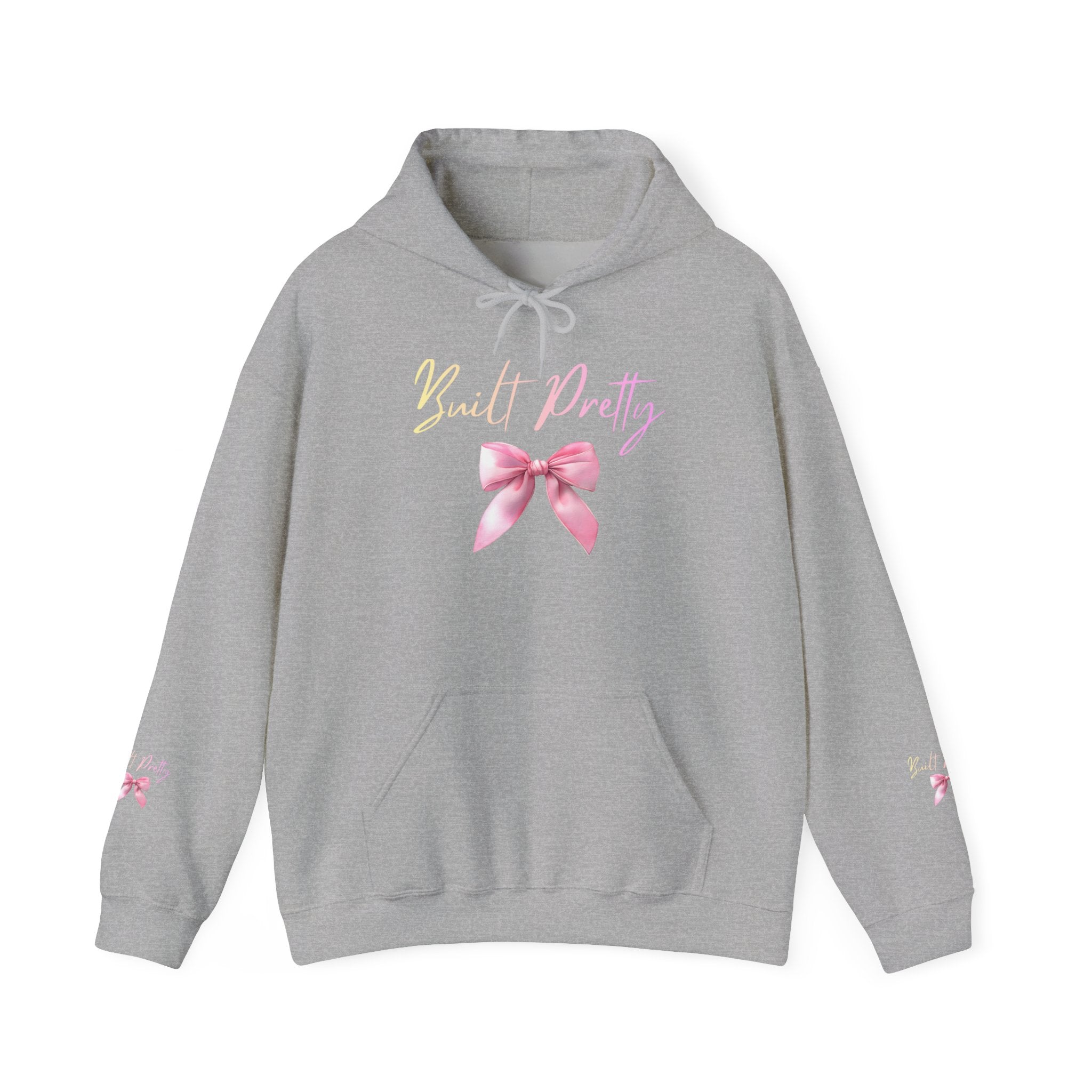 Pretty Bow Hoodie — "Built Pretty" Pink Ribbon Graphic