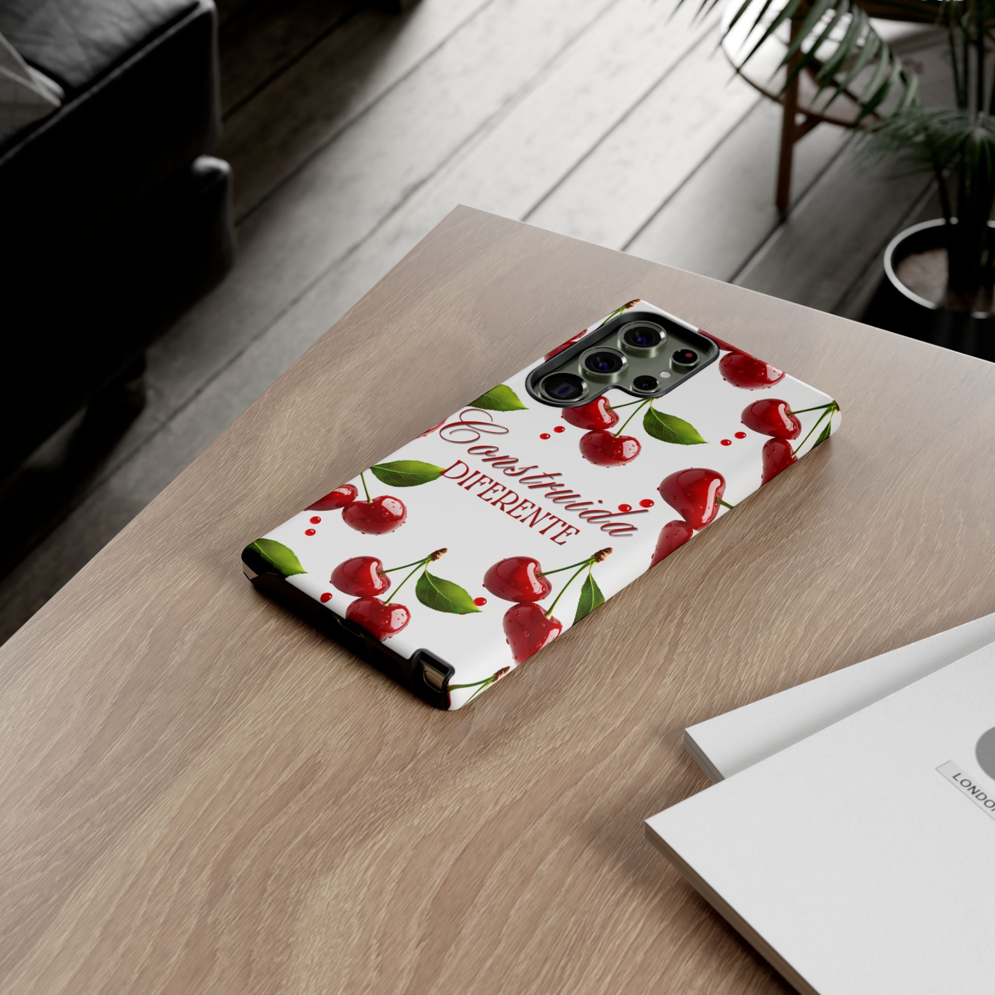 Cherry Pattern Phone Case — "Construida Diferente" Protective Tough Case