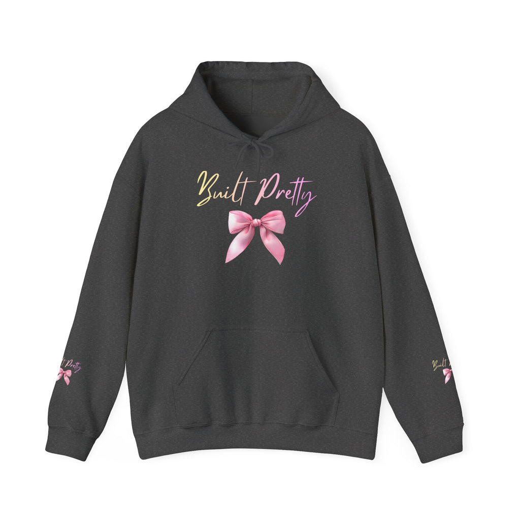 Pretty Bow Hoodie — "Built Pretty" Pink Ribbon Graphic