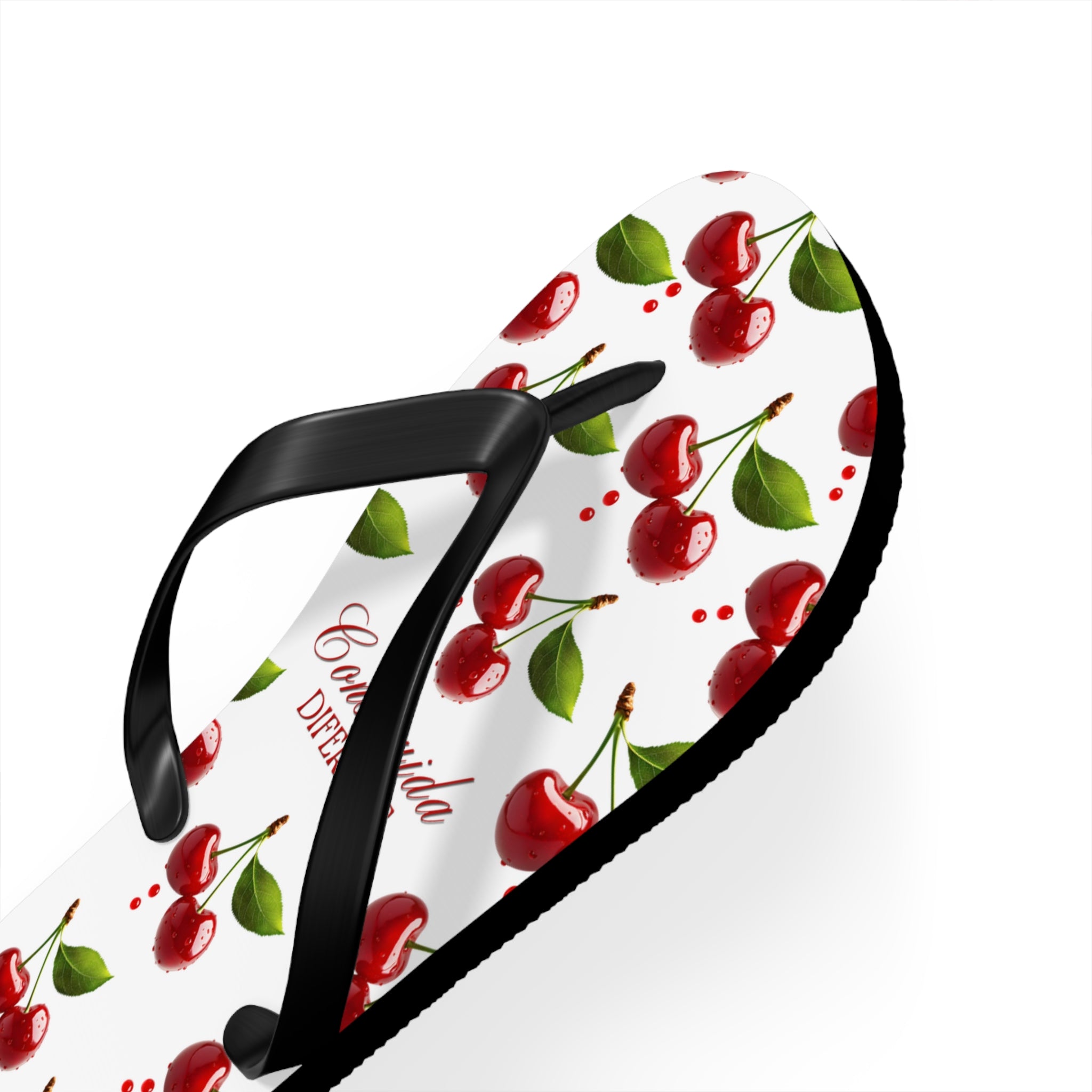 Cherry Pattern Flip Flops — "Construída Diferente"  Summer Sandals