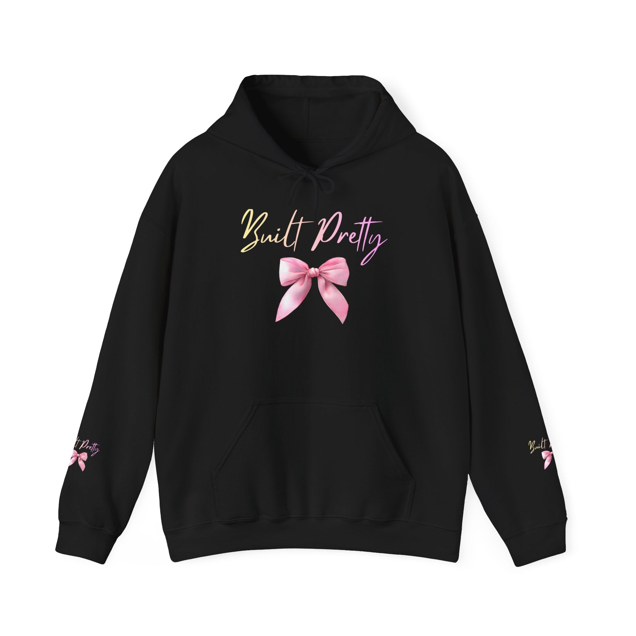 Pretty Bow Hoodie — "Built Pretty" Pink Ribbon Graphic