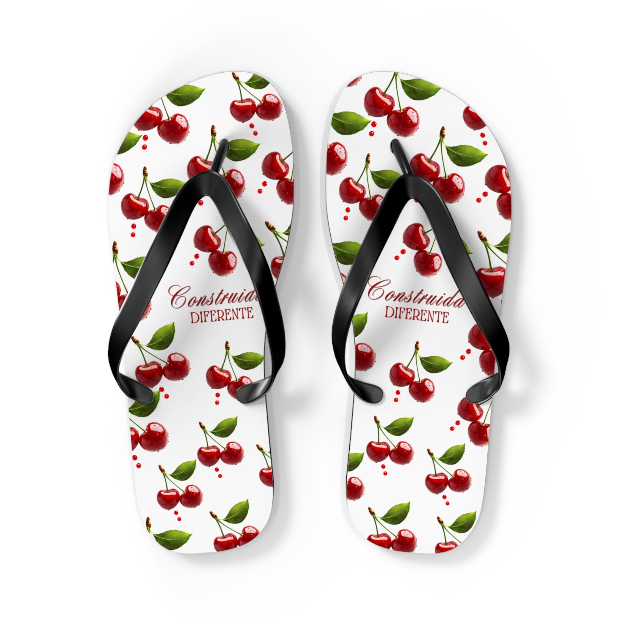 Cherry Pattern Flip Flops — "Construída Diferente"  Summer Sandals